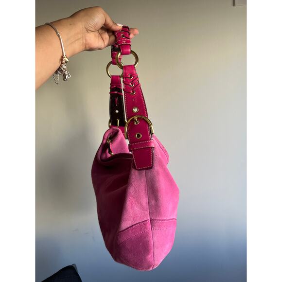 Vintage 2004 Coach Pink Suede Shoulder Bag - Picture 5 of 9